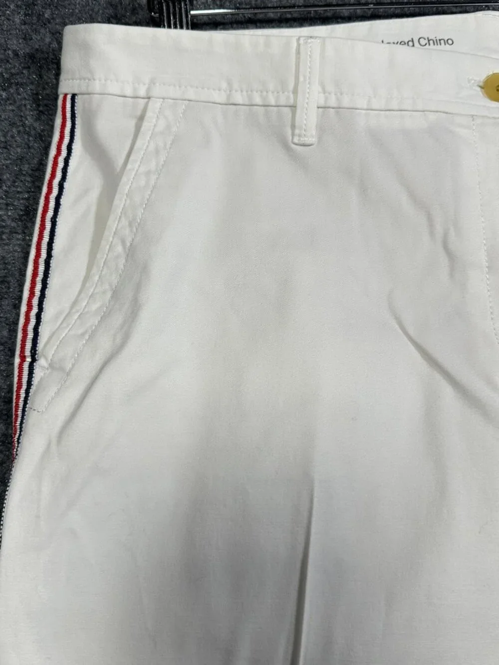 Talbots Pants Womens 14 Relaxed Chino Crop White Cotton Stretch Side Stripe Zip - Picture 4 of 9